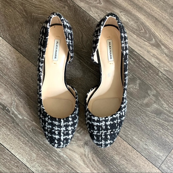 Alex Marie Tweed Plaid sequin block heels Size 6.5 - Picture 1 of 11